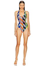 Emilio Pucci One Piece Swimsuit in Turchese & Viola | FWRD
