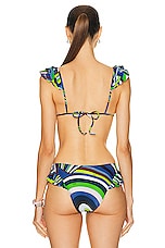 Emilio Pucci Ruffle Bikini Top in Verde & Avio, view 3, click to view large image.