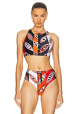 Emilio Pucci Bikini Top in Arancio & Rosso, view 1, click to view large image.