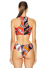 Emilio Pucci Bikini Top in Arancio & Rosso, view 3, click to view large image.
