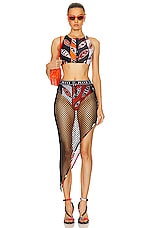 Emilio Pucci Bikini Top in Arancio & Rosso, view 4, click to view large image.