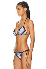 Emilio Pucci Triangle Bikini Top in Celeste & Bianco, view 3, click to view large image.
