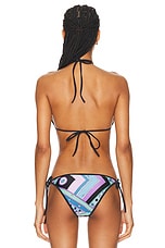 Emilio Pucci Triangle Bikini Top in Celeste & Bianco, view 4, click to view large image.