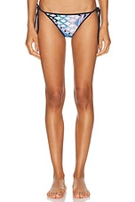 Emilio Pucci Tie Side Bikini Bottom in Celeste & Bianco, view 1, click to view large image.