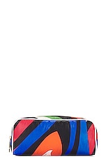 Emilio Pucci Medium Beauty Case in Blue & Fuchsia, view 1, click to view large image.