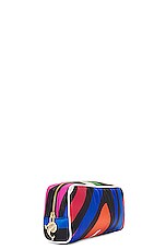 Emilio Pucci Medium Beauty Case in Blue & Fuchsia, view 3, click to view large image.