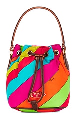 Emilio Pucci Drawstring Pouch Bag in Arancio & Fuxia, view 3, click to view large image.
