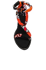 Emilio Pucci Tubular Sandal in Arancio & Rosso, view 4, click to view large image.