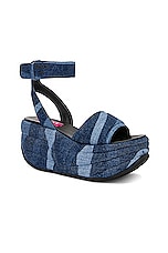 Emilio Pucci Wedge Sandal in Blu & Celeste, view 2, click to view large image.