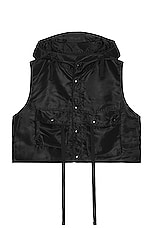 Engineered Garments Hooded Short Vest in Black, view 1, click to view large image.