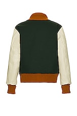 Engineered Garments Varsity Jacket in Olive, view 2, click to view large image.