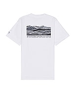 Engineered Garments Printed Cross Crew Neck T-shirt in White, view 2, click to view large image.