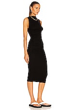 Enza Costa Silk Rib Sleeveless Twist Midi Dress in Black, view 2, click to view large image.