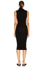 Enza Costa Silk Rib Sleeveless Twist Midi Dress in Black, view 3, click to view large image.