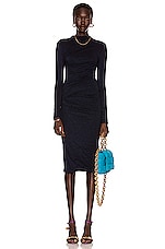 Enza Costa Lurex Jersey Twist Midi Dress in Dark Sapphire, view 1, click to view large image.