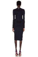 Enza Costa Lurex Jersey Twist Midi Dress in Dark Sapphire, view 3, click to view large image.