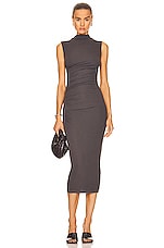 Enza Costa Silk Knit Sleeveless Twist Midi Dress in Dark Pewter, view 1, click to view large image.