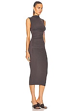 Enza Costa Silk Knit Sleeveless Twist Midi Dress in Dark Pewter, view 2, click to view large image.