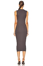 Enza Costa Silk Knit Sleeveless Twist Midi Dress in Dark Pewter, view 3, click to view large image.