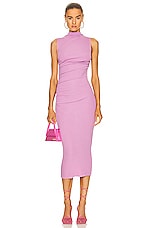 Enza Costa Silk Knit Sleeveless Twist Midi Dress in Orchid Flower, view 1, click to view large image.