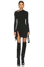 Enza Costa Lurex Jersey Slash Mini Dress in Black, view 1, click to view large image.