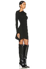 Enza Costa Lurex Jersey Slash Mini Dress in Black, view 2, click to view large image.