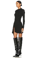 Enza Costa Lurex Jersey Slash Mini Dress in Black, view 3, click to view large image.
