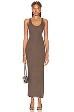 Enza Costa Stretch Silk Knit Maxi Tank Dress in Mushroom, view 1, click to view large image.