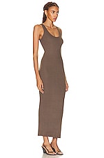 Enza Costa Stretch Silk Knit Maxi Tank Dress in Mushroom, view 2, click to view large image.