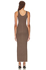 Enza Costa Stretch Silk Knit Maxi Tank Dress in Mushroom, view 3, click to view large image.