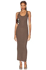 Enza Costa Stretch Silk Knit Maxi Tank Dress in Mushroom, view 4, click to view large image.