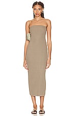 Enza Costa Silk Rib Strapless Midi Dress in Olive Oil, view 1, click to view large image.