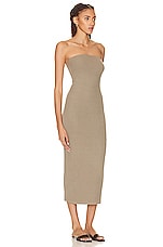 Enza Costa Silk Rib Strapless Midi Dress in Olive Oil, view 2, click to view large image.