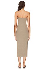 Enza Costa Silk Rib Strapless Midi Dress in Olive Oil, view 3, click to view large image.