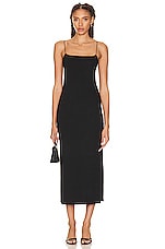 Enza Costa Italian Strappy Side Slit Maxi Dress in Black, view 1, click to view large image.