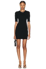 Enza Costa Silk Knit Half Sleeve Mini Dress in Black, view 1, click to view large image.