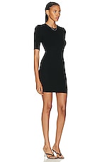Enza Costa Silk Knit Half Sleeve Mini Dress in Black, view 2, click to view large image.