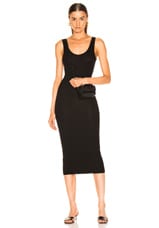 Enza Costa Rib Tank Viscose-Blend Dress in Black, view 1, click to view large image.