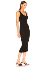 Enza Costa Rib Tank Viscose-Blend Dress in Black, view 2, click to view large image.