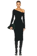 Enza Costa Knit One Shoulder Dress in Black, view 1, click to view large image.