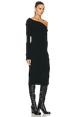 Enza Costa Knit One Shoulder Dress in Black, view 2, click to view large image.