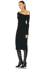 Enza Costa Knit One Shoulder Dress in Black, view 3, click to view large image.