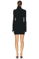 Enza Costa Knit Turtleneck Mini Tunic Dress in Black, view 3, click to view large image.
