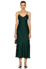 Enza Costa Silk Bias Dress in Malachite, view 2, click to view large image.