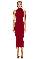 Enza Costa Rib Sleeveless Turtleneck Sweater Dress in Red, view 1, click to view large image.