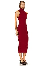 Enza Costa Rib Sleeveless Turtleneck Sweater Dress in Red, view 2, click to view large image.