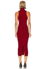 Enza Costa Rib Sleeveless Turtleneck Sweater Dress in Red, view 3, click to view large image.