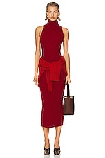 Enza Costa Rib Sleeveless Turtleneck Sweater Dress in Red, view 4, click to view large image.
