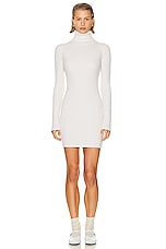 Enza Costa Rib Turtleneck Sweater Dress in Off White, view 1, click to view large image.