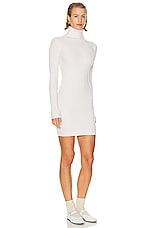 Enza Costa Rib Turtleneck Sweater Dress in Off White, view 2, click to view large image.